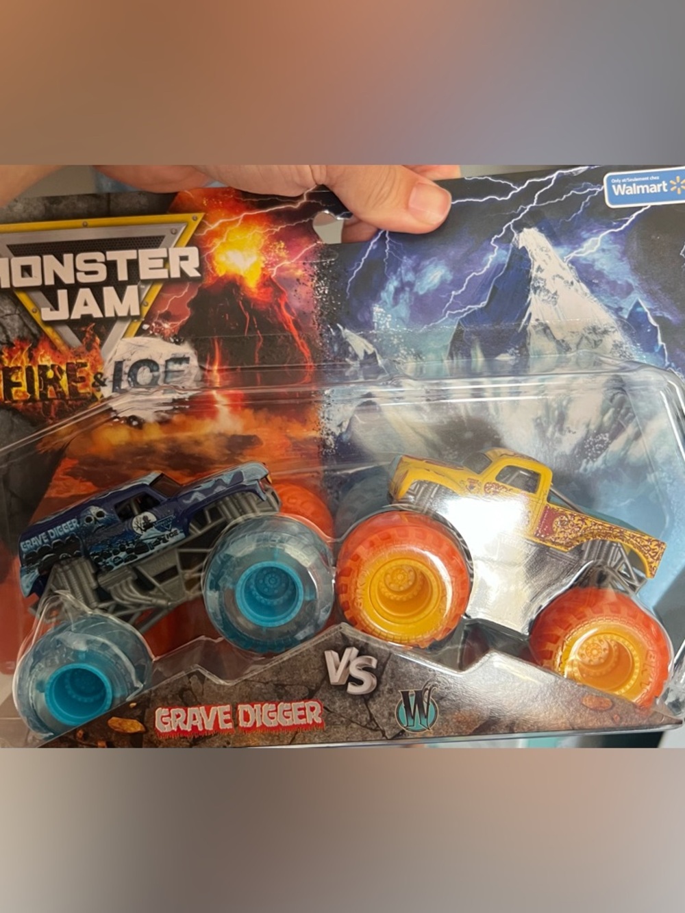 Fire and Ice Grave Digger and Whiplash monster jam  - Blue & Orange